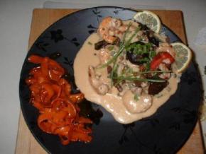 Lobster, Shrimps and Mushrooms in Rosemary Veloute